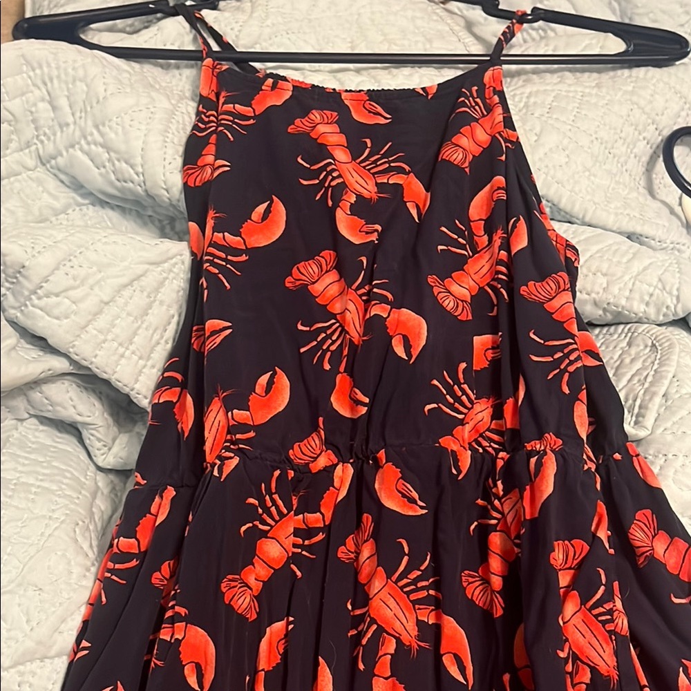 Blue Dress with Red Lobster Print
